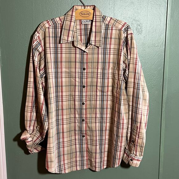 Koret City Blues Long Sleeve Plaid Shirt Womens Size Large Classic - Picture 2 of 5